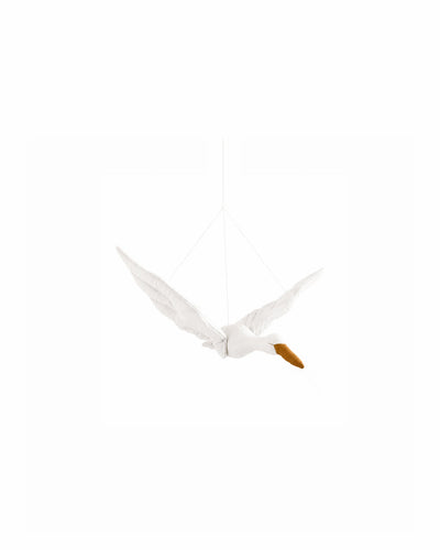 White stork hanging mobile, front view