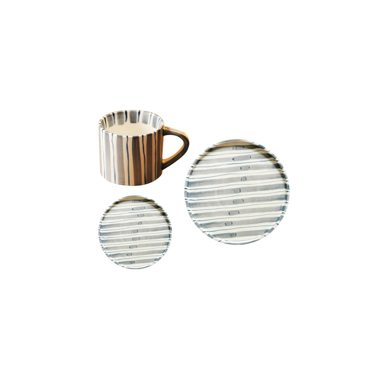 Ceramic Striped Plate – Brush Touch Art Design