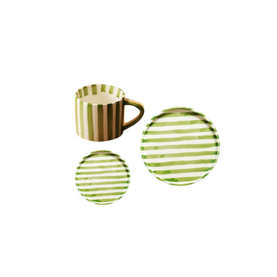 Ceramic Striped Plate – Brush Touch Art Design