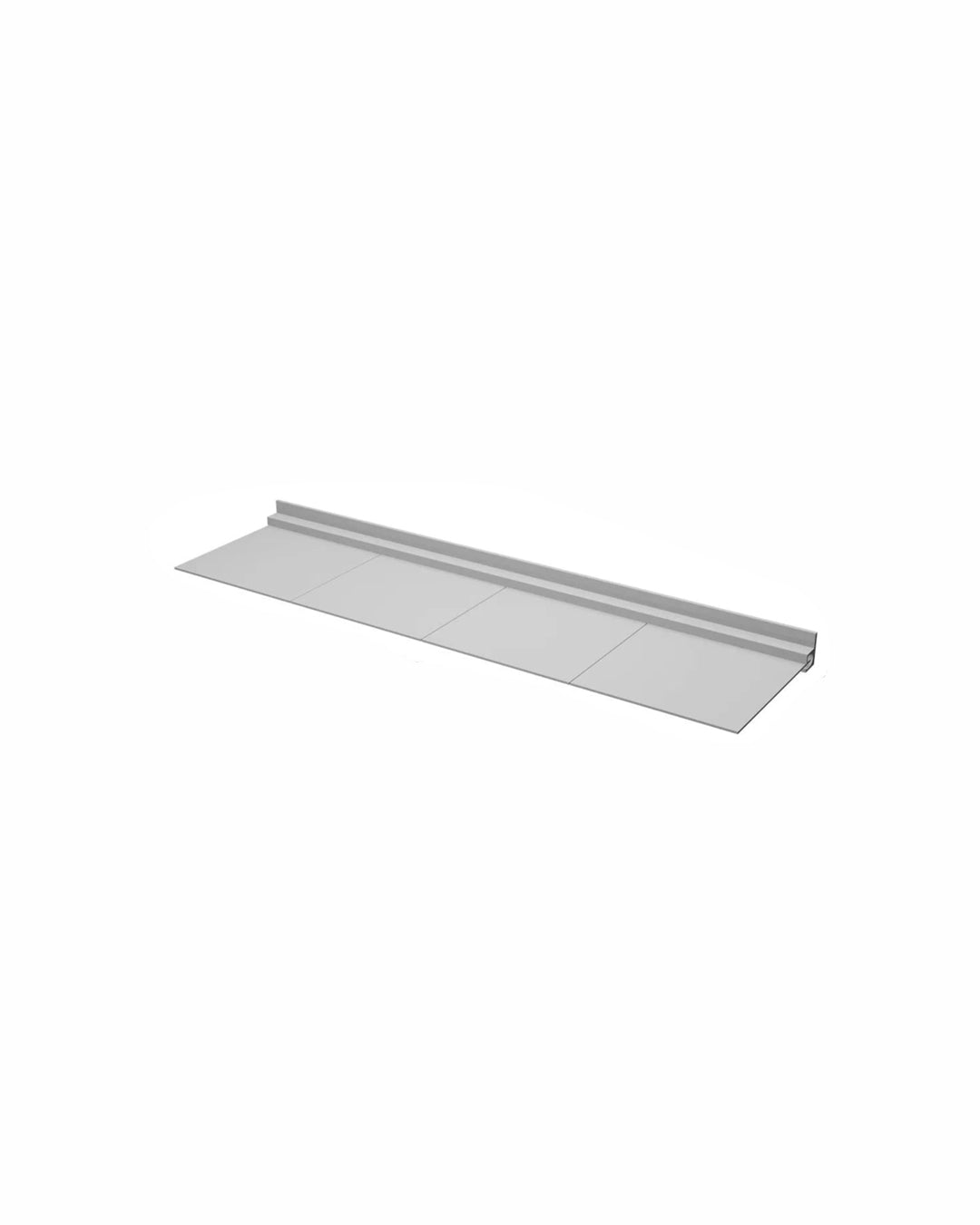 5-panel modular aluminum wall shelf, front view