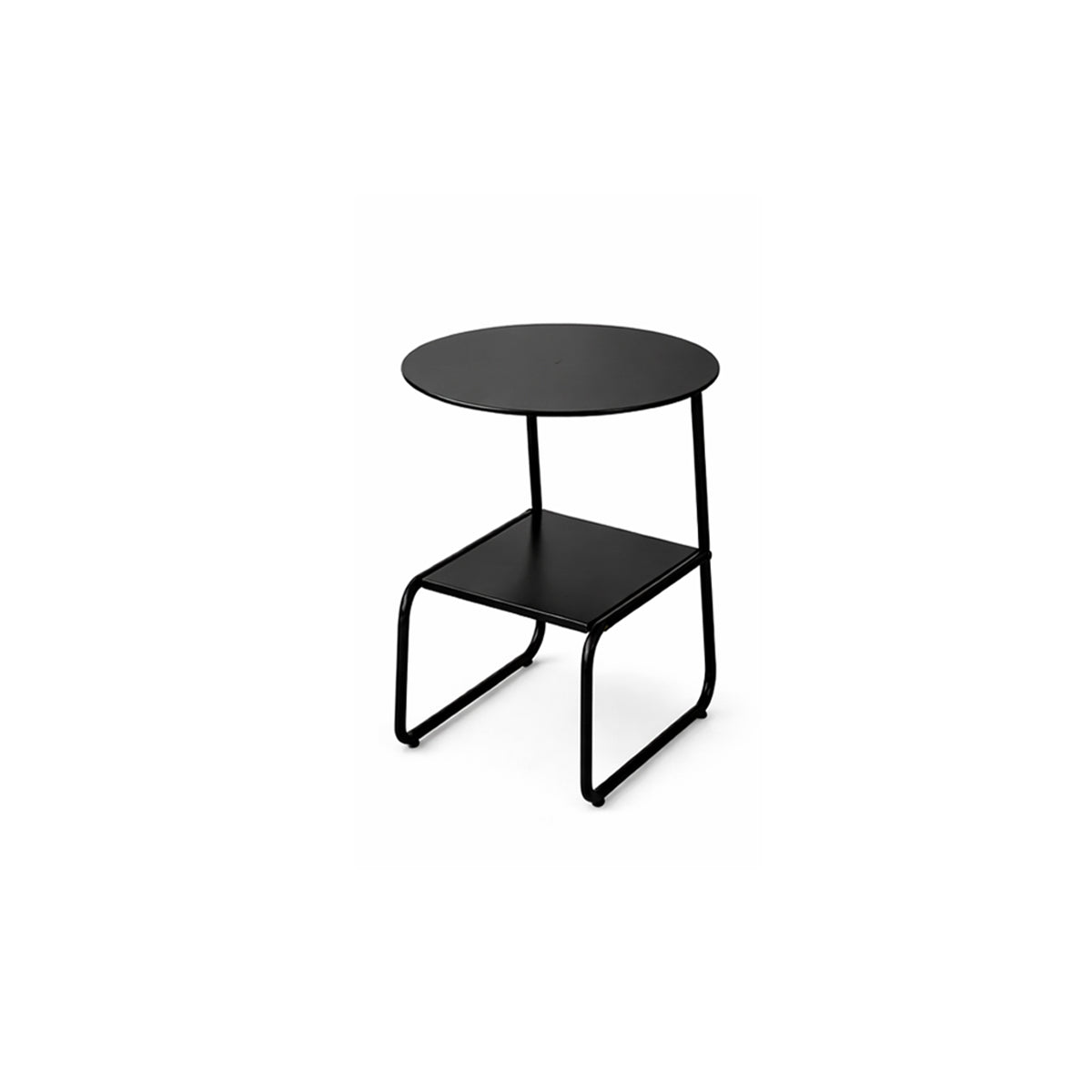 Midcentury Side Table - Metal Shelf Two Tier Compact Storage