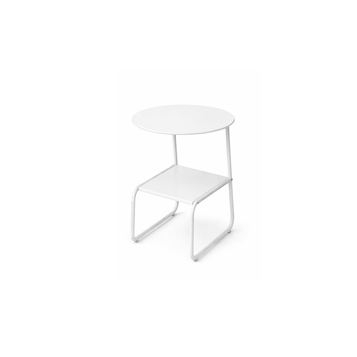 Midcentury Side Table - Metal Shelf Two Tier Compact Storage