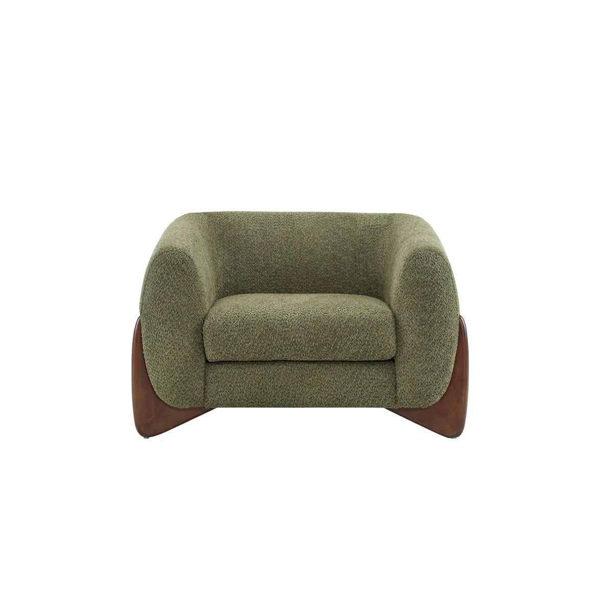 Boucle Lounge Chair - Soft Cushioned Seat, Solid Wood Frame