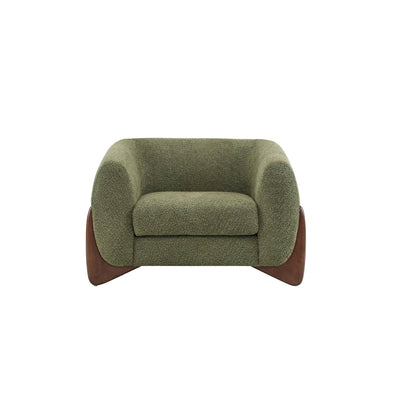 Boucle Lounge Chair - Soft Cushioned Seat, Solid Wood Frame