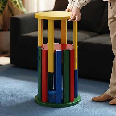 stackable wooden stools that transform into a side table