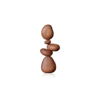 Magnetic Balance Stone Solid Wood Sculpture - Modern Home Decor