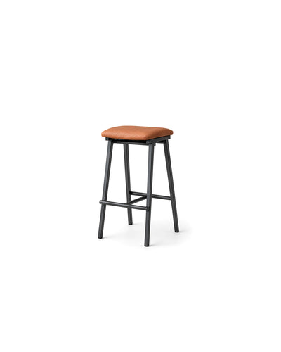 saddle seat metal bar stool in black - front view product photo