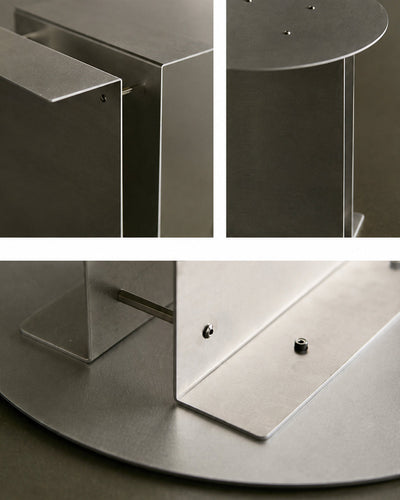 cantilever steel table top view photo showing round top