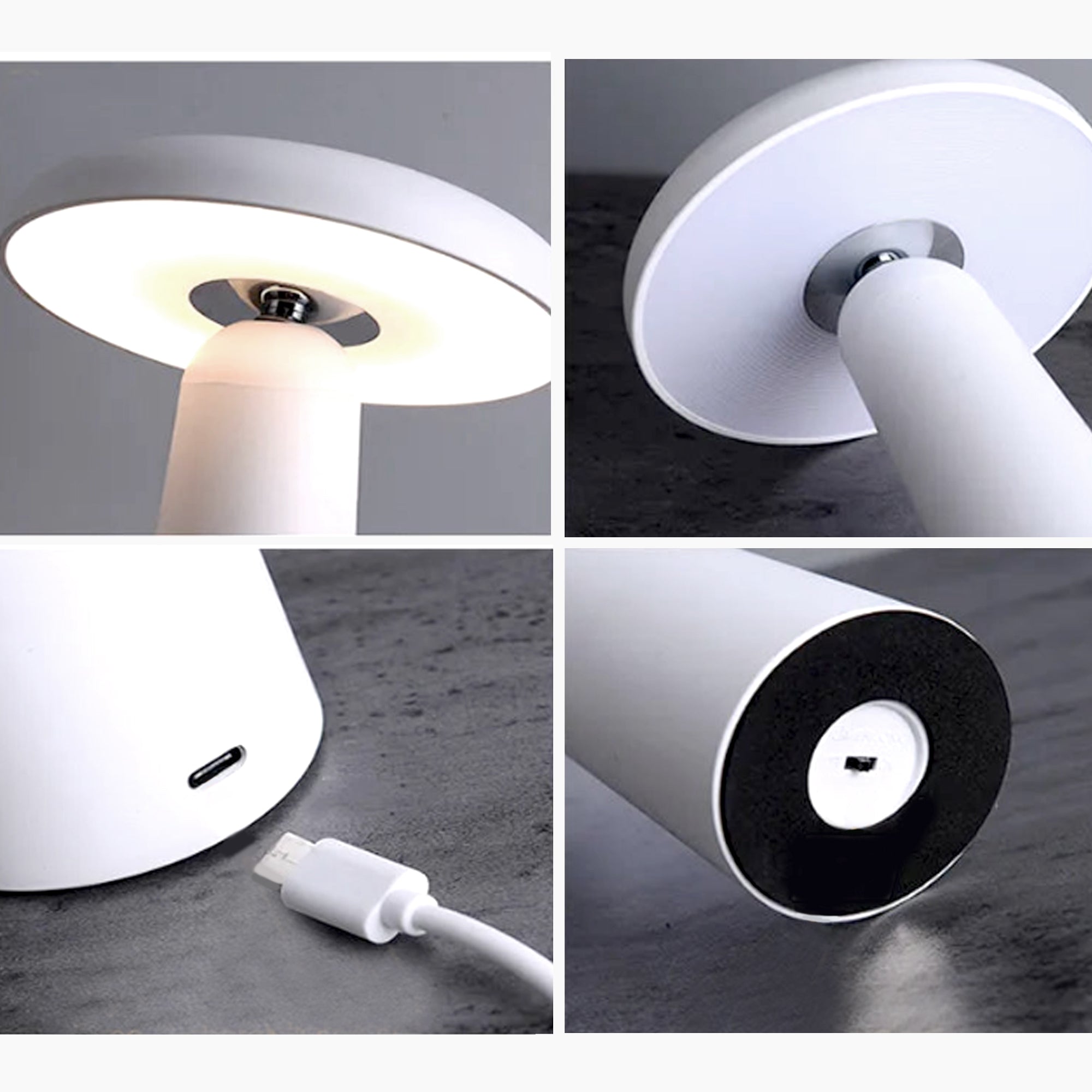 Mushroom Touch Lamp - Cordless Table Lamp With Tiltable Design