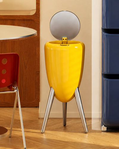 egg shape waste bin size reference photo next to everyday objects