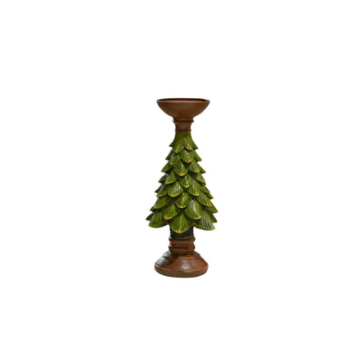 Christmas Tree Candle Holder - Dark Green Resin Holiday Decor