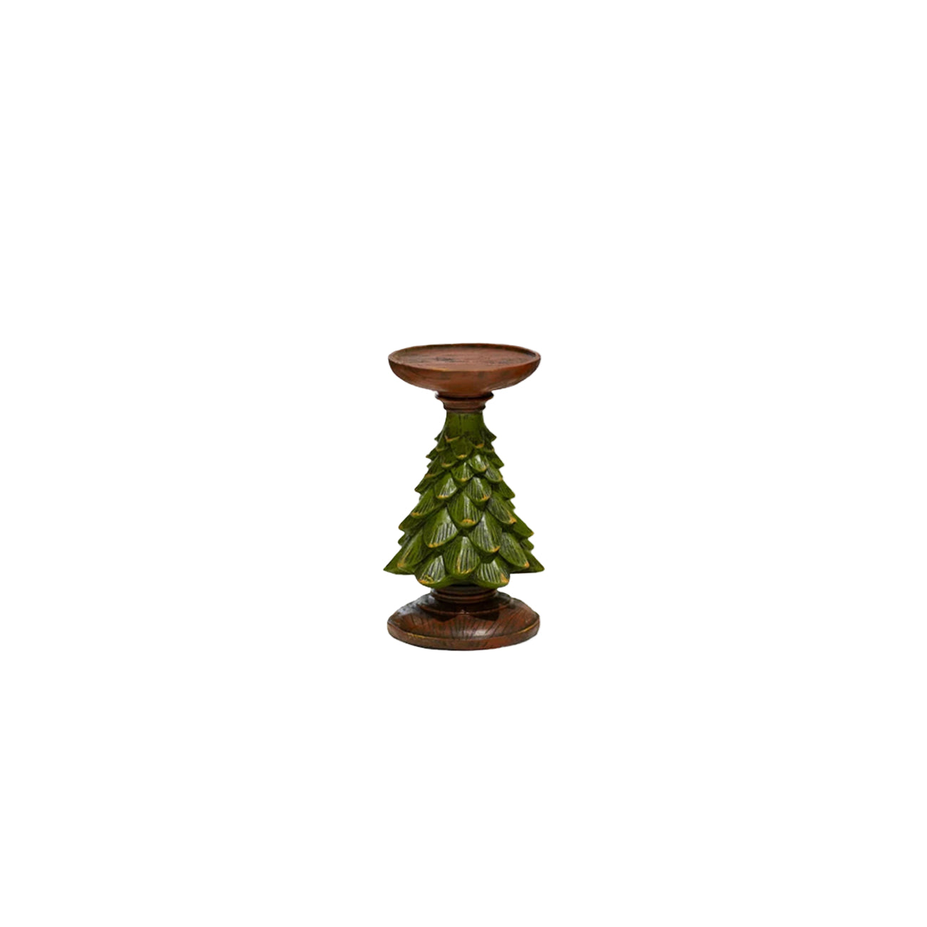Christmas Tree Candle Holder - Dark Green Resin Holiday Decor