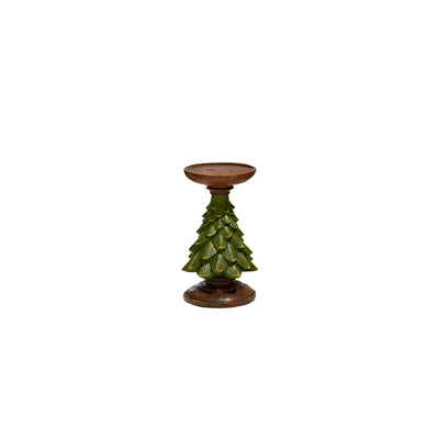 Christmas Tree Candle Holder - Dark Green Resin Holiday Decor