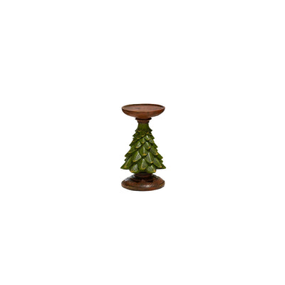 Christmas Tree Candle Holder - Dark Green Resin Holiday Decor