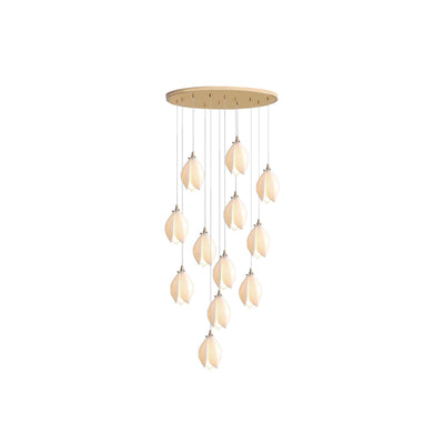 White Magnolia Chandelier | Elegant Ceramic Jade Fixture