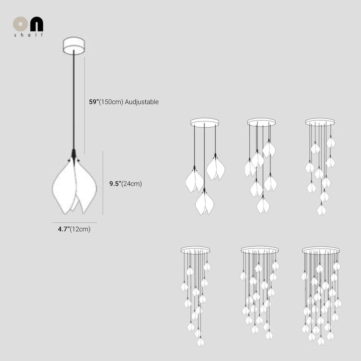 White Magnolia Chandelier | Elegant Ceramic Jade Fixture