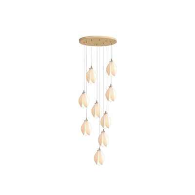 White Magnolia Chandelier | Elegant Ceramic Jade Fixture