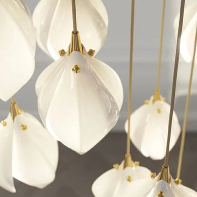 White Magnolia Chandelier | Elegant Ceramic Jade Fixture
