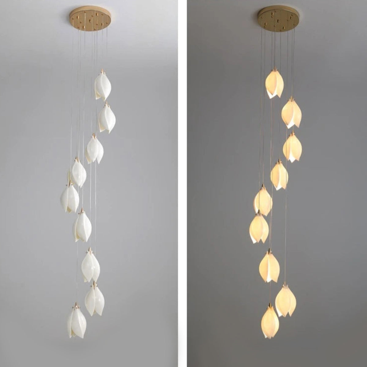 White Magnolia Chandelier | Elegant Ceramic Jade Fixture