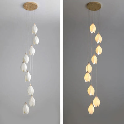 White Magnolia Chandelier | Elegant Ceramic Jade Fixture