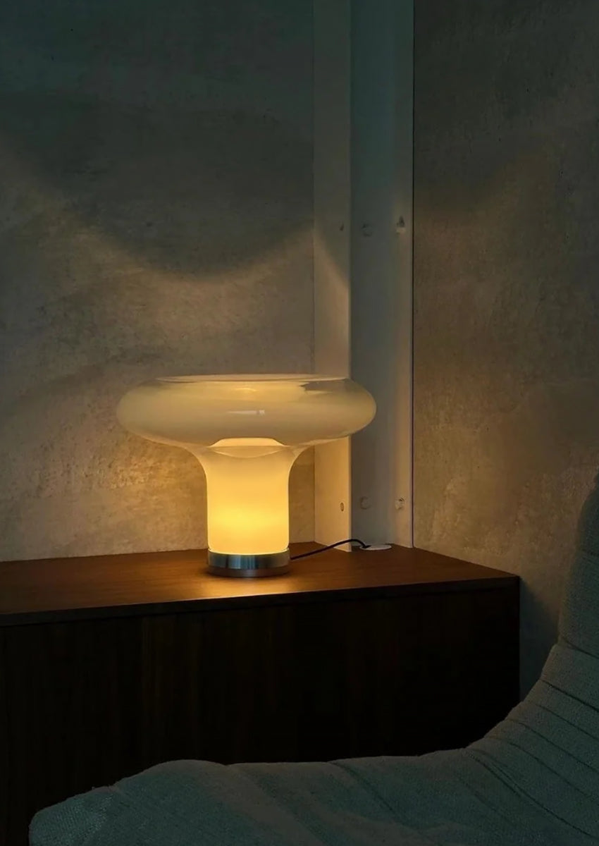 Glass Mushroom Lamp – Minimalist Table Lamp with Warm White Light
