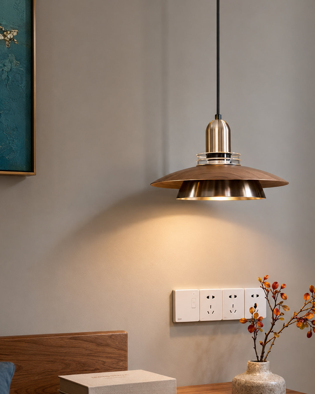 Pendant light styled over a dining table