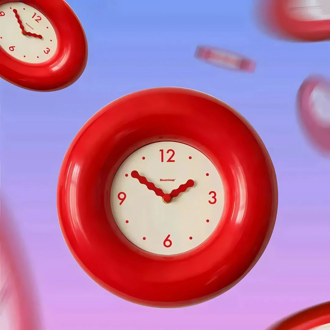 unique red wall clock statement home decor