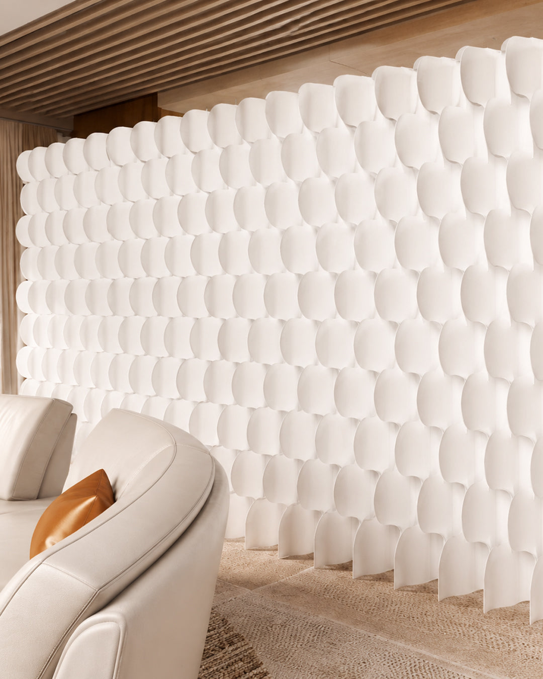 Room divider styled in a home office setting
