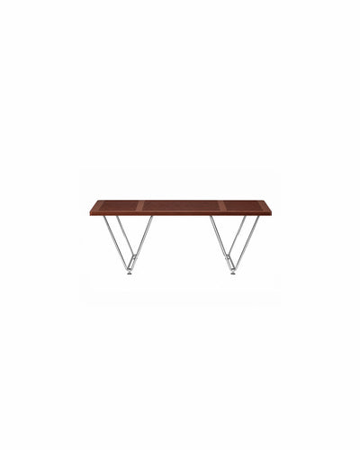 Dark wood finish slat bench, 100cm length, front view