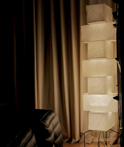 Japanese Floor Lamp - Wabi-Sabi Rice Paper Cube