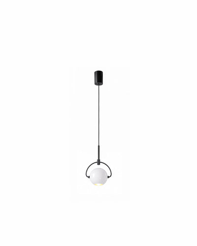 mini aluminum orb pendant light in white - front view product photo