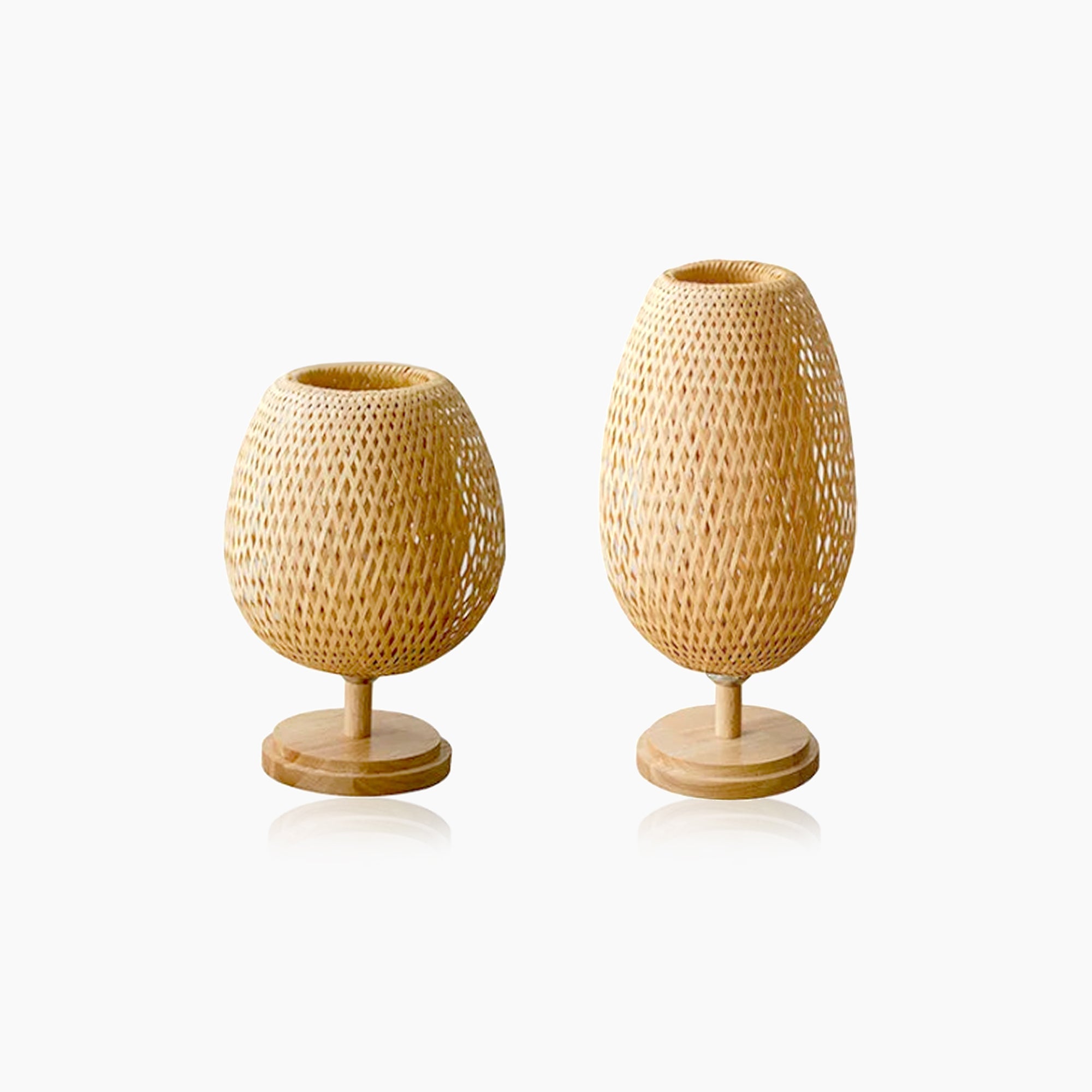 Vintage Wicker Table Lamp - Handcrafted Bamboo Lighting