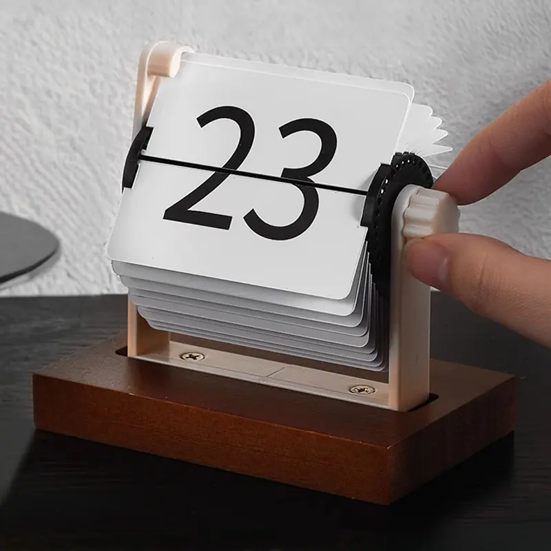 aesthetic wooden calendar for modern desk setup