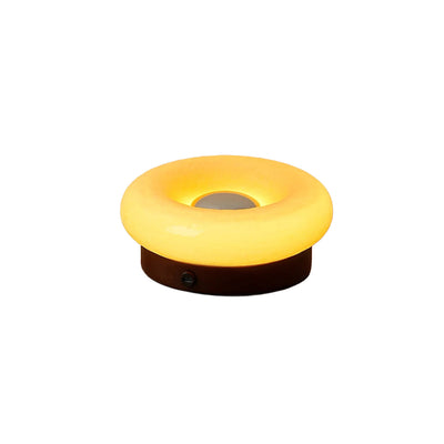 Donut Touch Table Lamp - Solid Wood Base, Dimmable Ambient Light