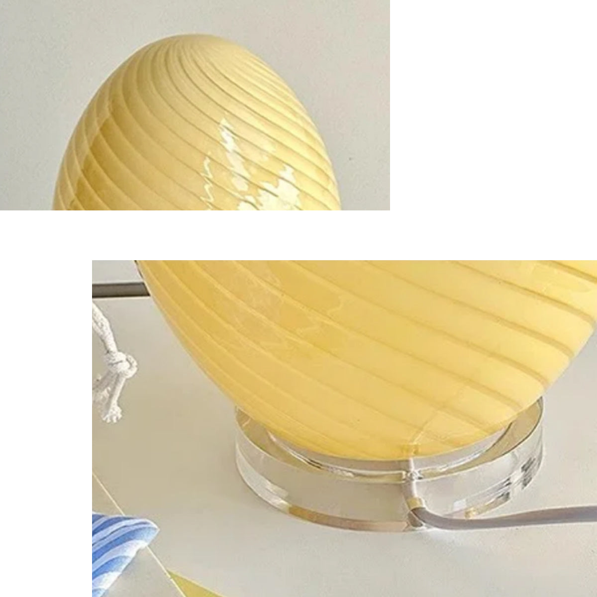 Retro Glass Table Lamp | Soft Glow Lighting, USB Corded